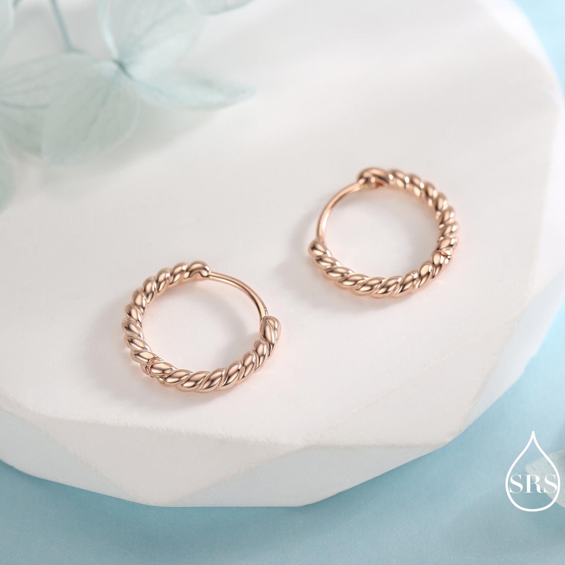 Sterling Silver Minimalist 8mm or 10mm Braided Huggie Hoops, Minimal Silver Twist Hoops, Intertwining Hoop Earrings, Dainty Hoops Earrings