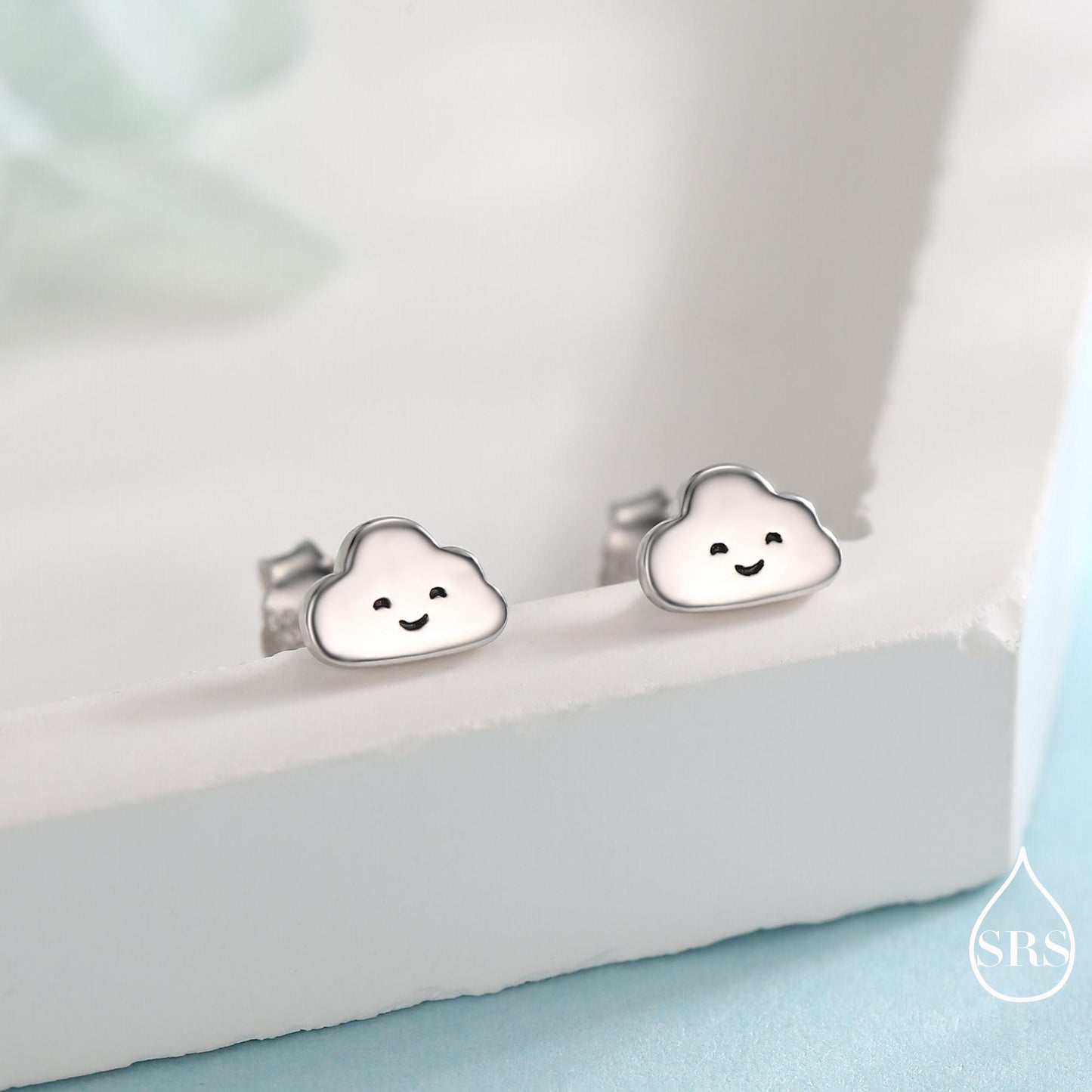 Tiny Cloud Stud Earrings in Sterling Silver, Silver Gold or Rose Gold Finish, Happy Cloud Earrings, Celestial Earrings