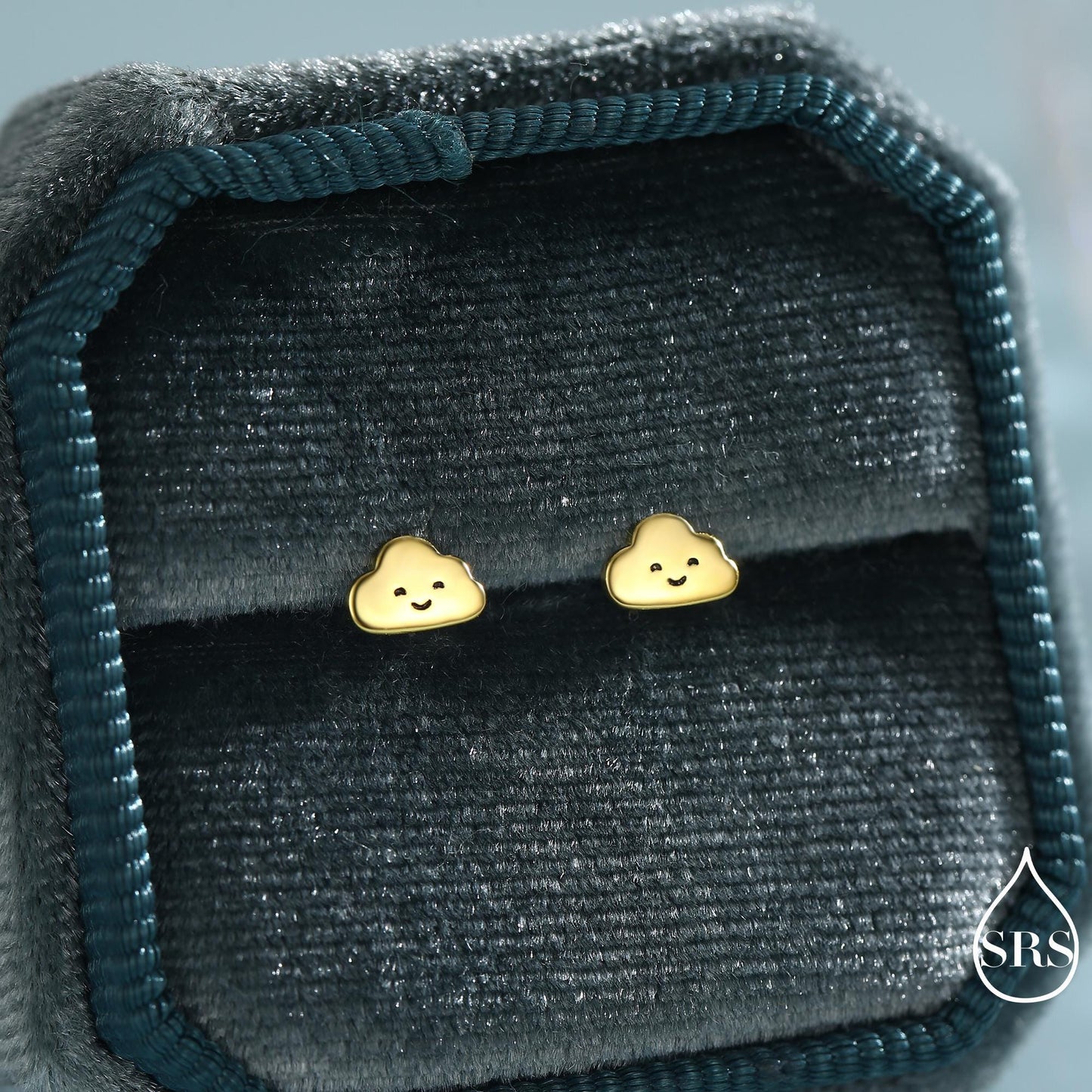 Tiny Cloud Stud Earrings in Sterling Silver, Silver Gold or Rose Gold Finish, Happy Cloud Earrings, Celestial Earrings