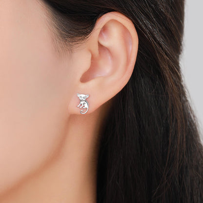 Sterling Silver Bush Baby Earrings | Minimalist Animal Studs | Jungle Galago Earrings | Silver, Gold or Rose Gold Finish