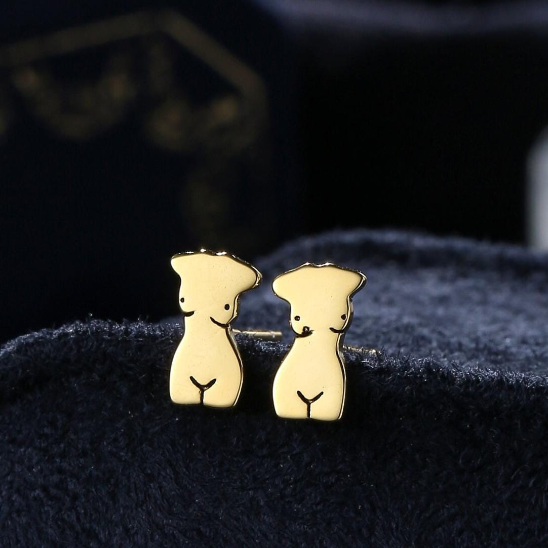 Art Inspired Female Body Stud Earrings in Sterling Silver, Silver, Gold or Rose Gold, Goddess Earrings, Feminist Earrings