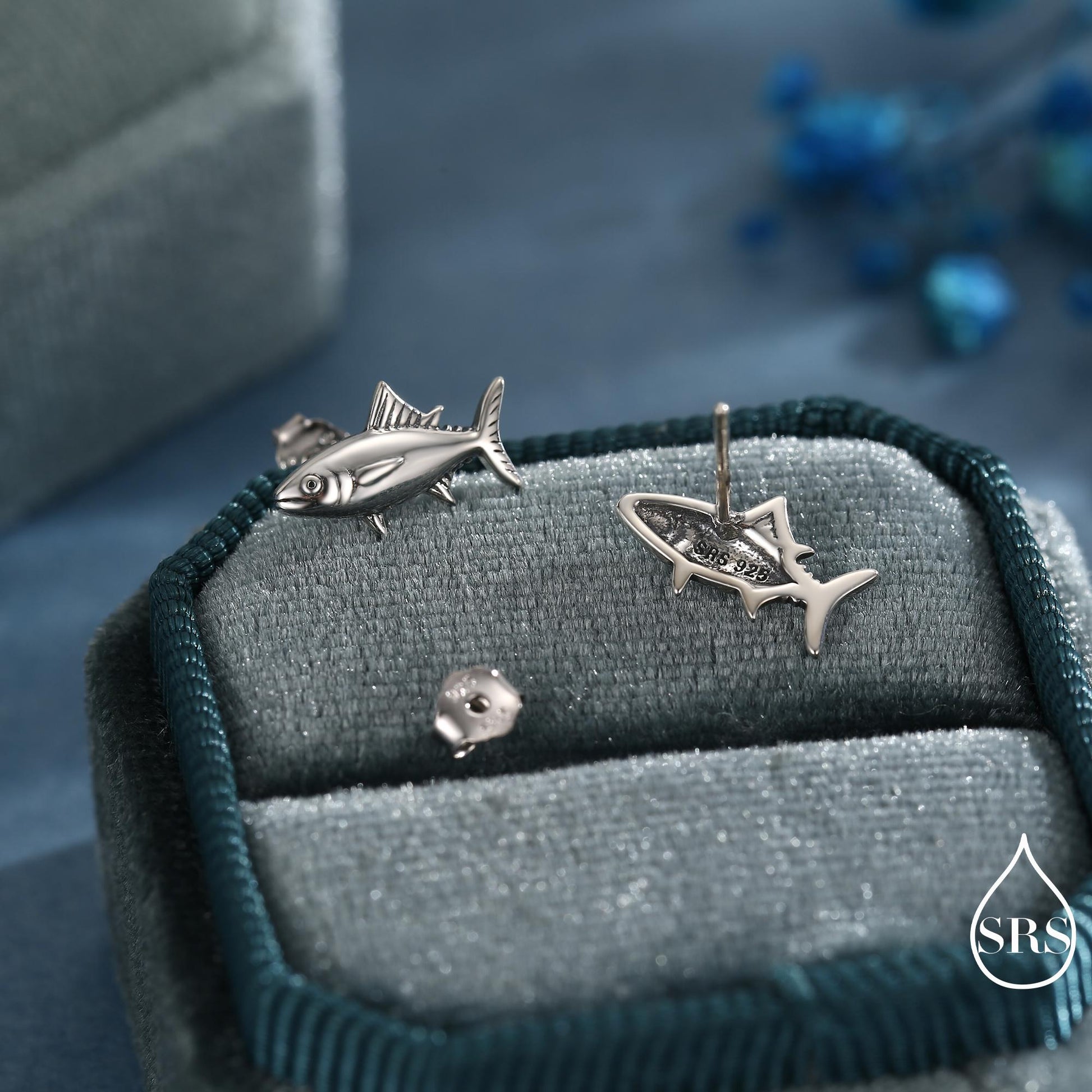 Tuna Fish Stud Earrings in Sterling Silver, Silver, Gold or Rose Gold Finish, Cute Tuna Earrings, Ocean Inspired Animal Jewellery