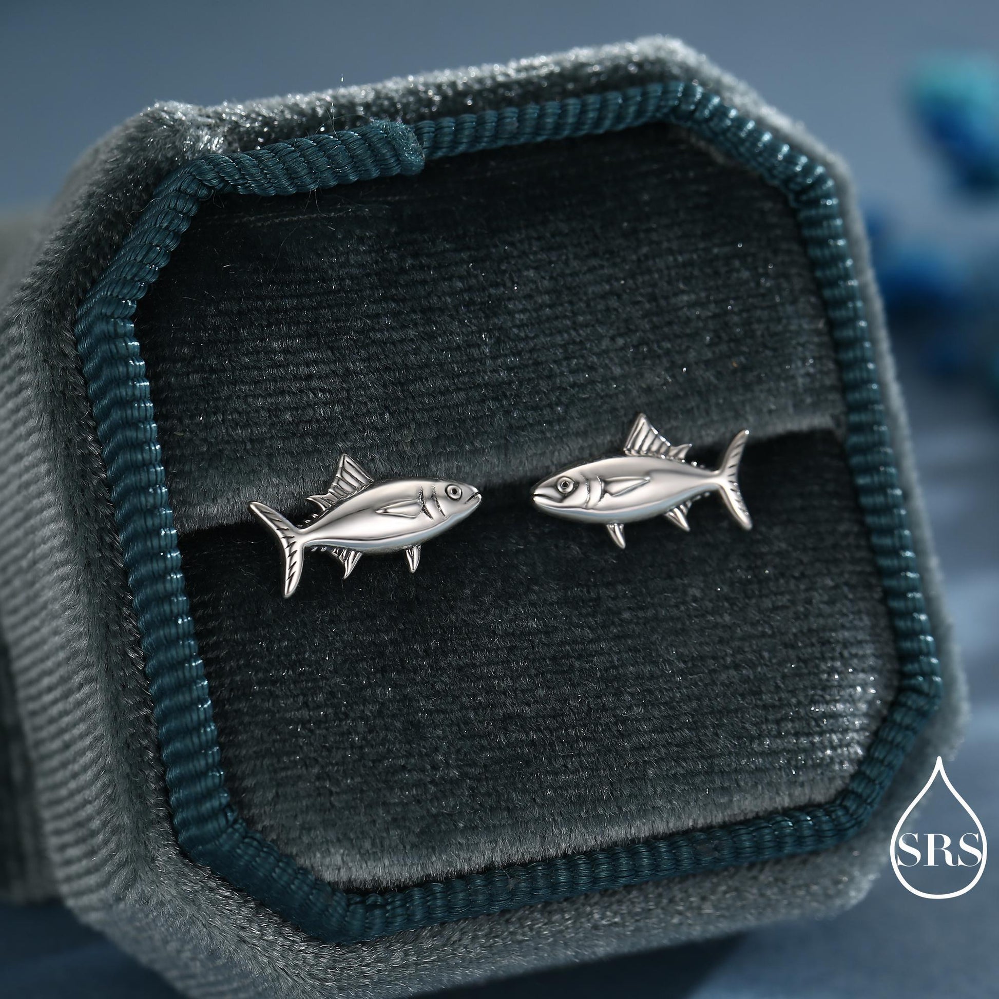 Tuna Fish Stud Earrings in Sterling Silver, Silver, Gold or Rose Gold Finish, Cute Tuna Earrings, Ocean Inspired Animal Jewellery