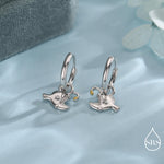 Sterling Silver Anglerfish Hoop Earrings – Polished Finish with Gold Accents, Angler Fish Earrings, Lantern Fish Hoops, Detachable Charms