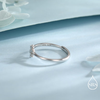 Tiny Snowflake Ring in Sterling Silver, Minimalist Winter Design, Adjustable Size, Festive Season Snow Ring