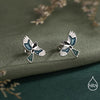 Sterling Silver Enamel Magpie 18G Screw Back Earrings