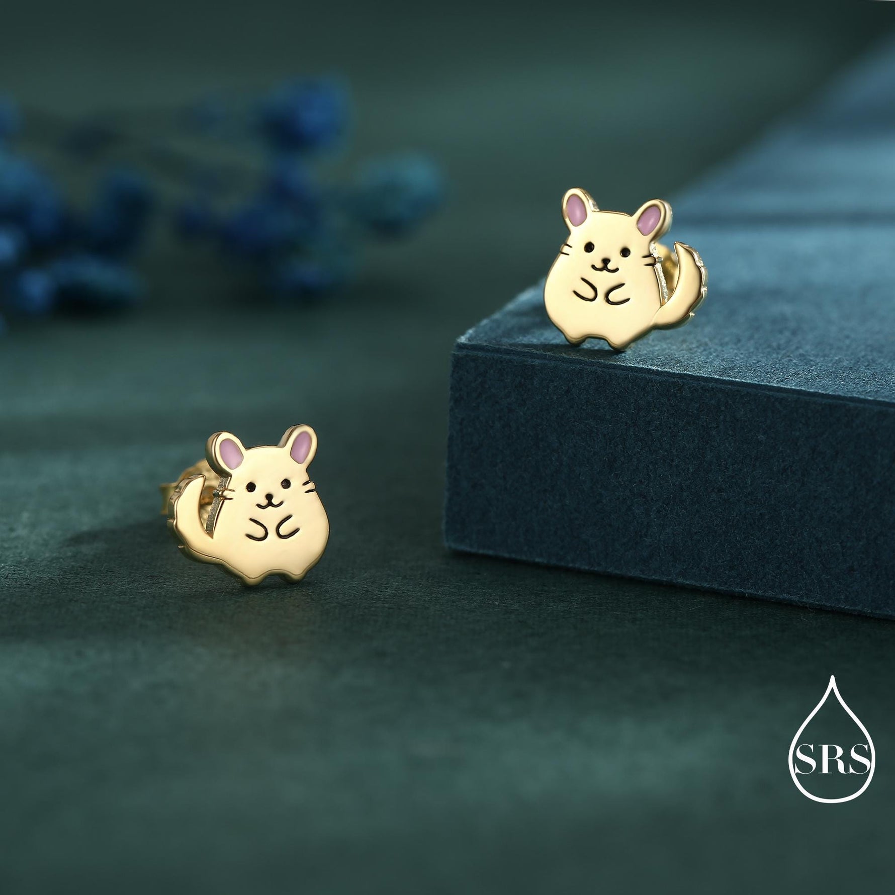 Sterling Silver Chinchilla Stud Earrings, Cute Animal Stud Earrings