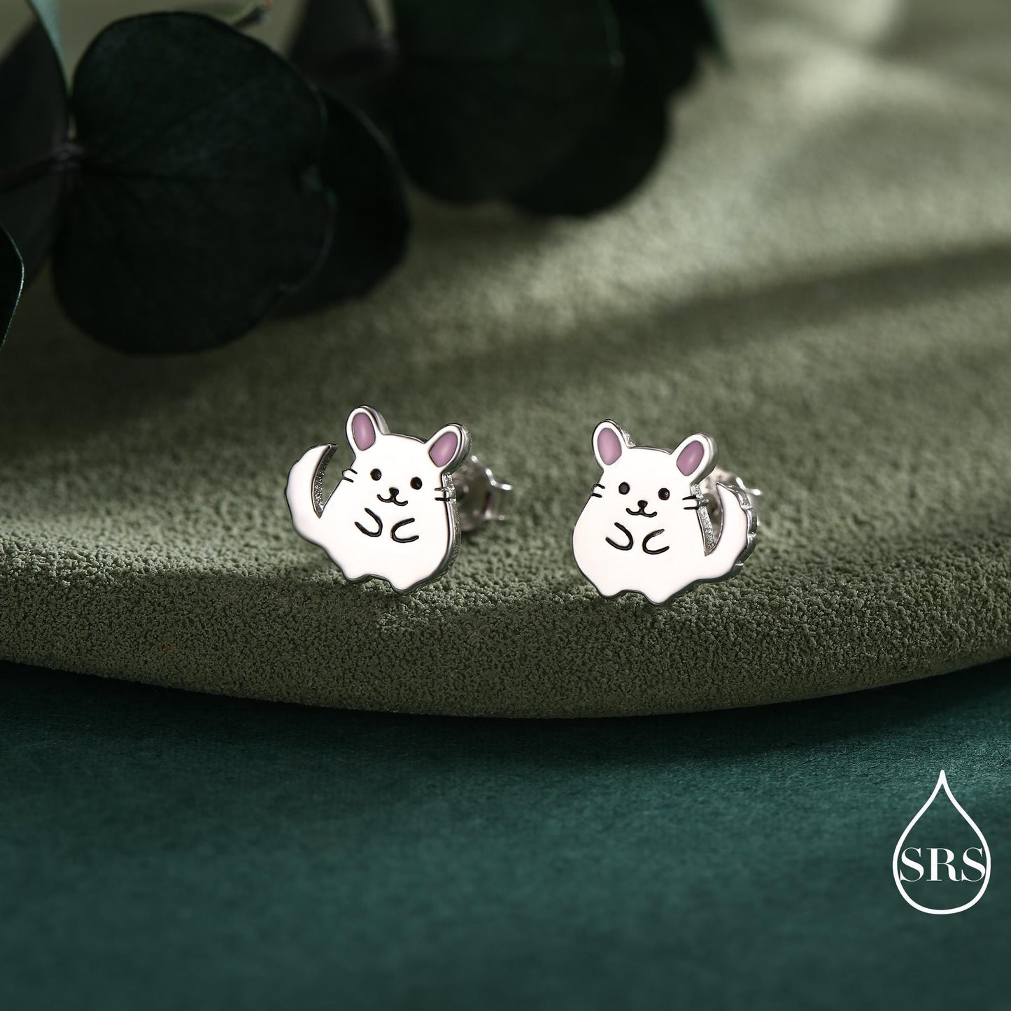Sterling Silver Chinchilla Stud Earrings, Cute Animal Stud Earrings