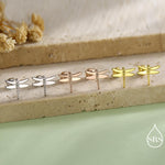 Dragonfly 18G Screw Back Earrings in Sterling Silver, Animal Earrings