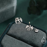 Dragon 18G Screw Back Earrings in Sterling Silver