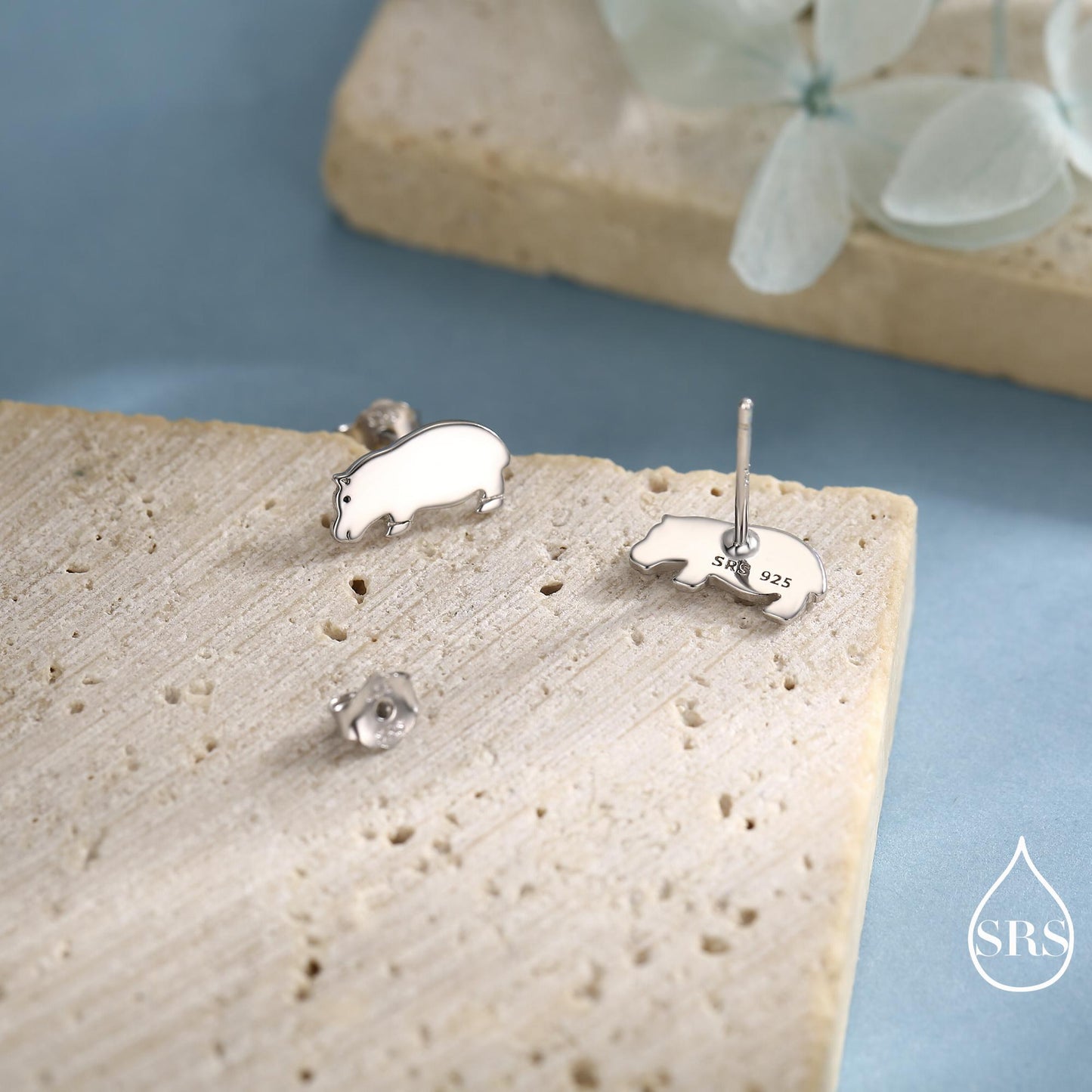 Hippo Stud Earrings in Sterling Silver, Cute Baby Hippo Earrings, Nature Inspired Animal Earrings