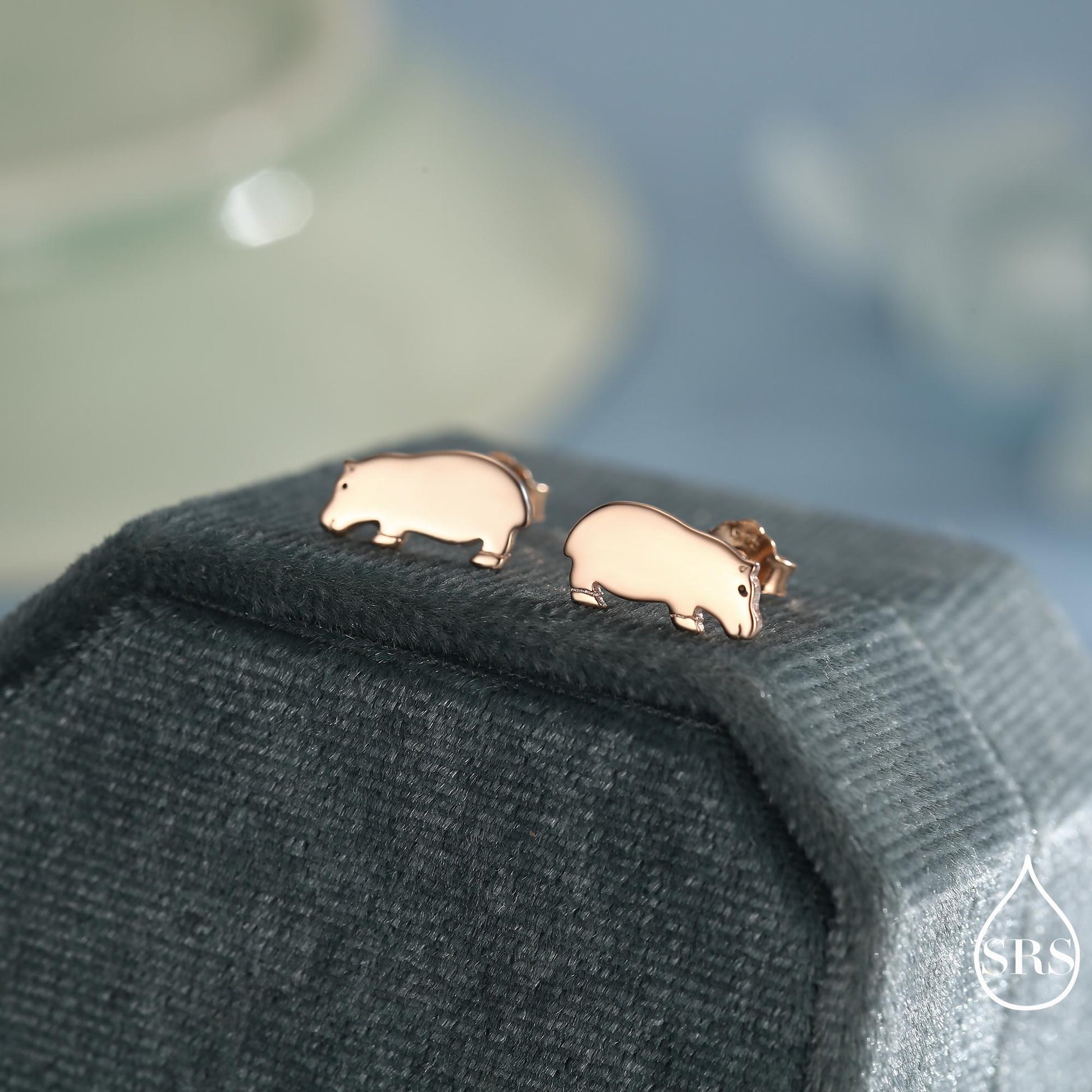 Hippo Stud Earrings in Sterling Silver, Cute Baby Hippo Earrings, Nature Inspired Animal Earrings