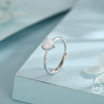 Fire Opal Heart Ring in Sterling Silver, Adjustable Size Opal Ring, Prong Set, Lab Opal Stone Ring, Opal Ring, Delicate Stacking Ring