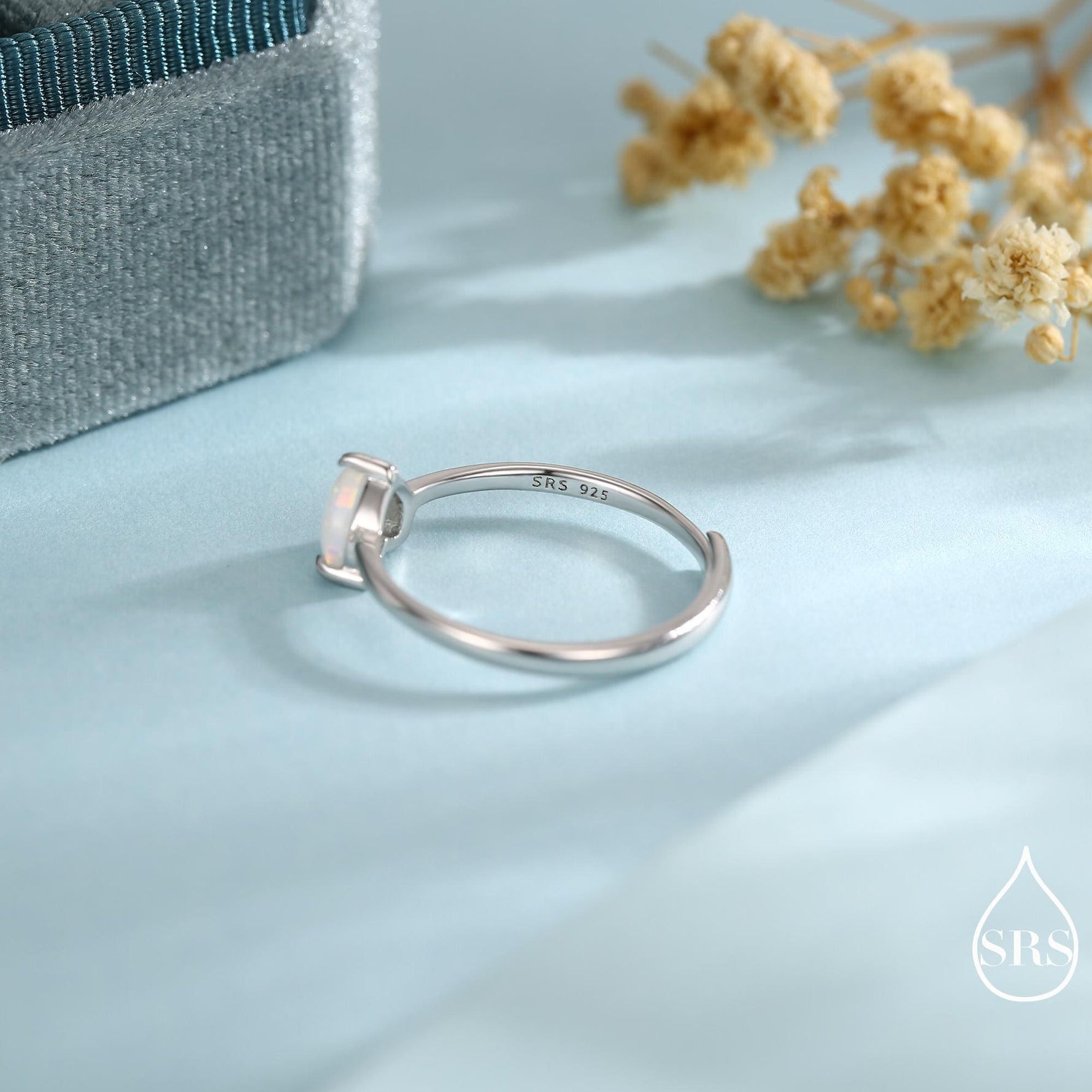 Fire Opal Heart Ring in Sterling Silver, Adjustable Size Opal Ring, Prong Set, Lab Opal Stone Ring, Opal Ring, Delicate Stacking Ring