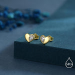 Sterling Silver CZ Heart Stud Earrings, Available in 4 Colour, Silver or Gold, CZ Heart Earrings, Dainty Heart Earrings