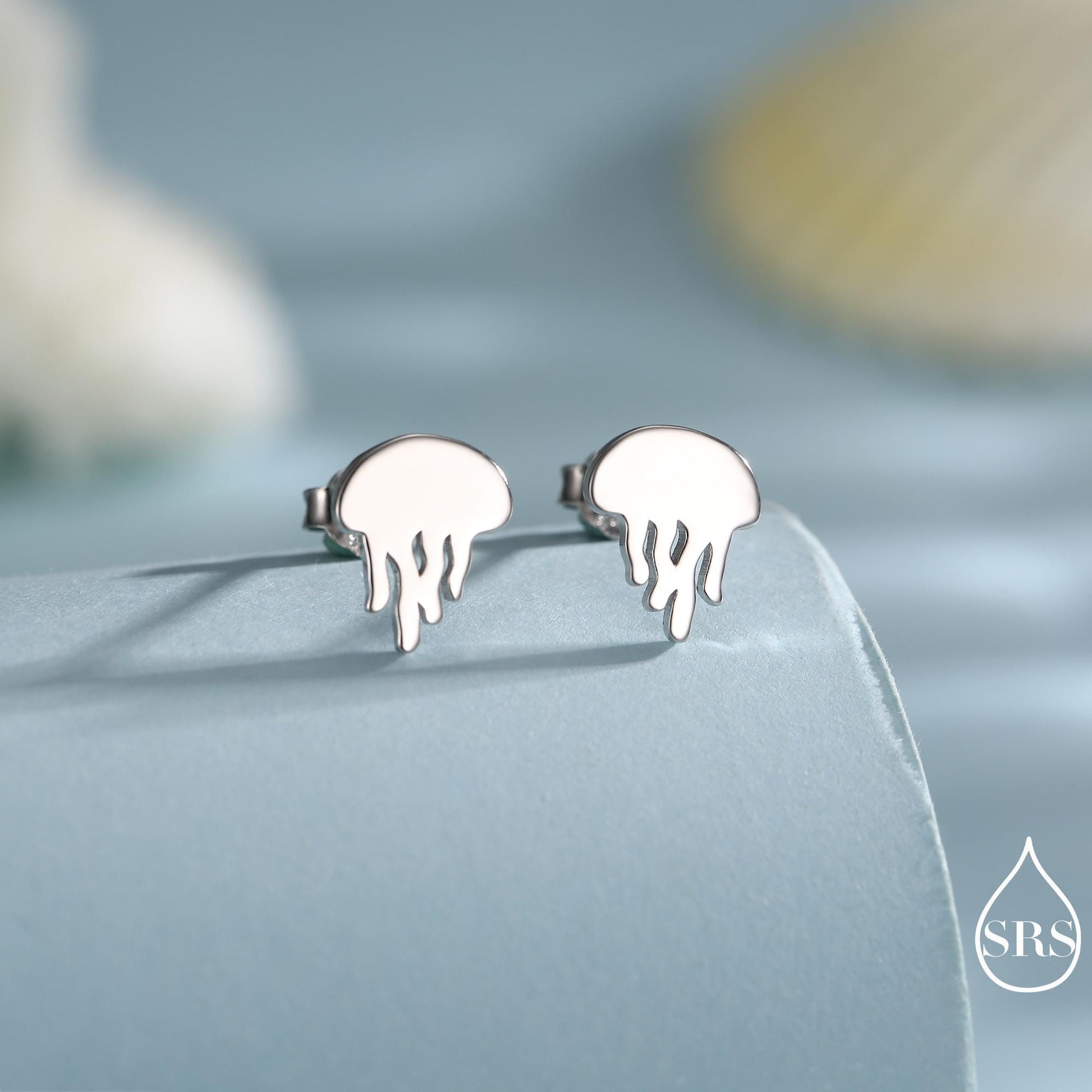 Cute Jellyfish Stud Earrings in Sterling Silver, Cute Dainty Animal Stud, Fish Earrings, Ocean Theme Jewellery