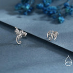 Mismatched Dragon 18G Screw Back in Sterling Silver
