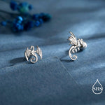Mismatched Dragon 18G Screw Back in Sterling Silver