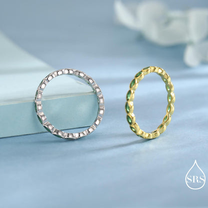 Emerald Marquise CZ Infinity Ring in Sterling Silver, Silver or Gold, Skinny Marquise Ring US 5 - 8