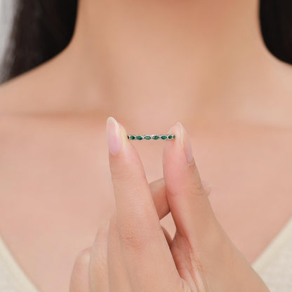 Emerald Marquise CZ Infinity Ring in Sterling Silver, Silver or Gold, Skinny Marquise Ring US 5 - 8