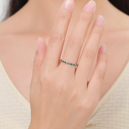 Emerald Marquise CZ Infinity Ring in Sterling Silver, Silver or Gold, Skinny Marquise Ring US 5 - 8