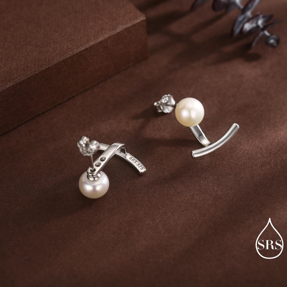 Sterling Silver Natural Freshwater Pearl and Bar Jacket Earrings, Silver or Gold or Rose Gold Finish, Genuine Pearl Ear Jacket