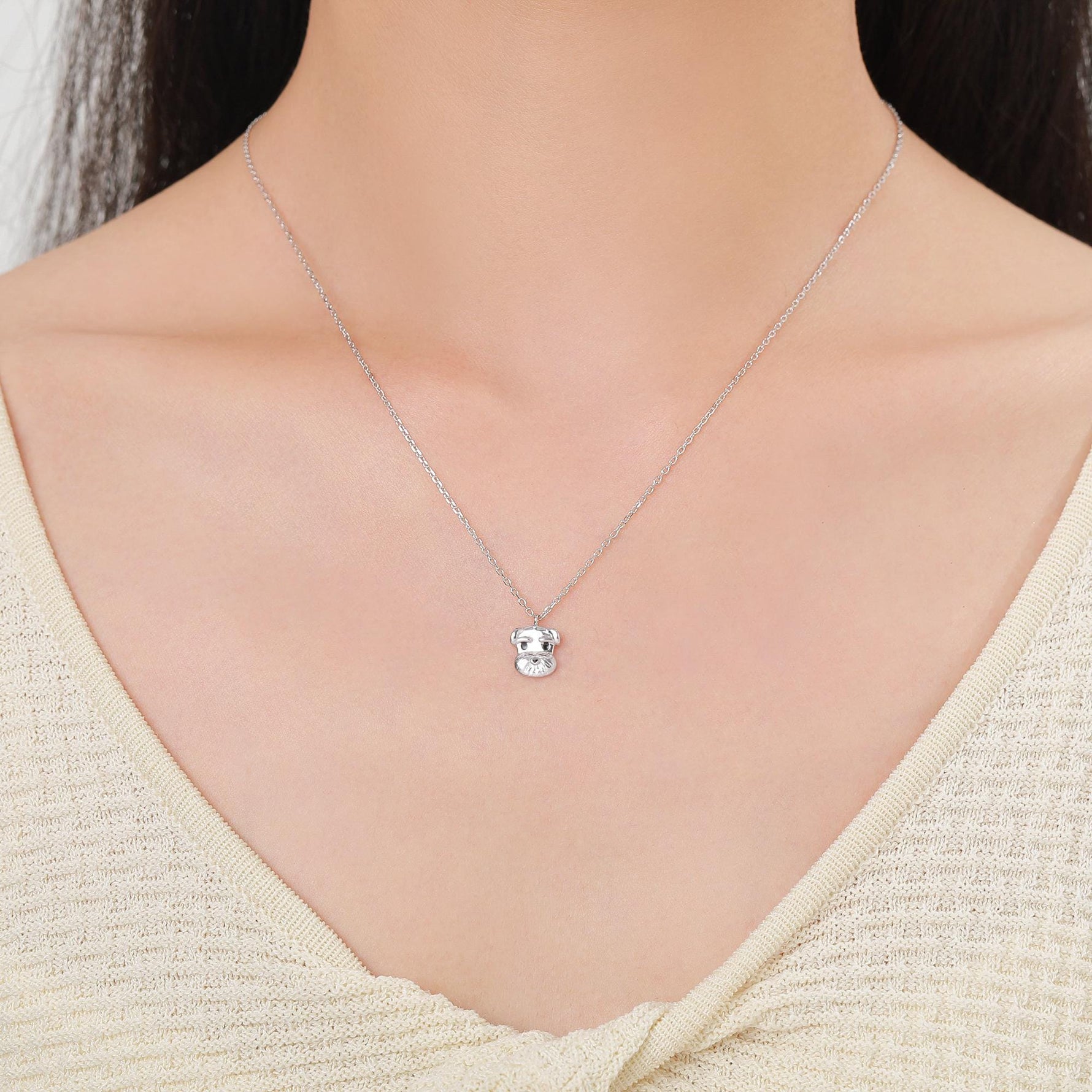 Schnauzer Dog Pendant Necklace in Sterling Silver, Shark Necklace, Small Schnauzer Pendant, Silver or Gold, Schnauzer Necklace