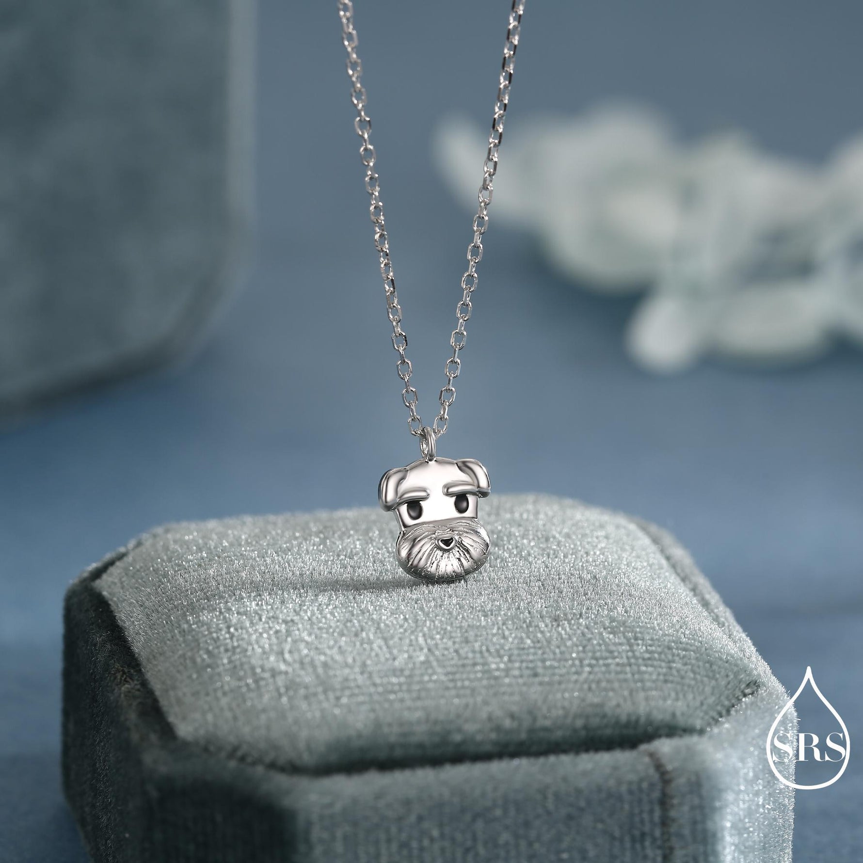 Schnauzer Dog Pendant Necklace in Sterling Silver, Shark Necklace, Small Schnauzer Pendant, Silver or Gold, Schnauzer Necklace