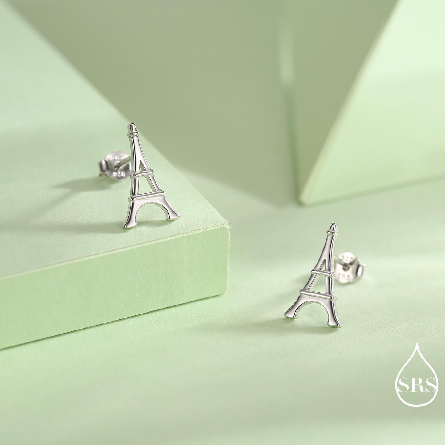 Sterling Silver Eiffel Tower Stud Earrings – Minimalist Paris Inspired Jewellery – Available in Silver, Gold or Rose Gold Finish