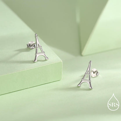 Sterling Silver Eiffel Tower Stud Earrings – Minimalist Paris Inspired Jewellery – Available in Silver, Gold or Rose Gold Finish