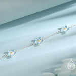 Enamel Forget Me Not Flower Trio Bracelet in Sterling Silver, Flower Bracelet, Blossom Bracelet, Forget-me-not Flower Bracelet