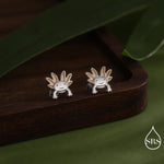 Tiny Axolotl Internally Threaded Flat Back/Screw Back / 20G Stud Earrings in Sterling Silver - Sea Creature Stud Earrings