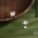 Tiny Axolotl Internally Threaded Flat Back/Screw Back / 20G Stud Earrings in Sterling Silver - Sea Creature Stud Earrings