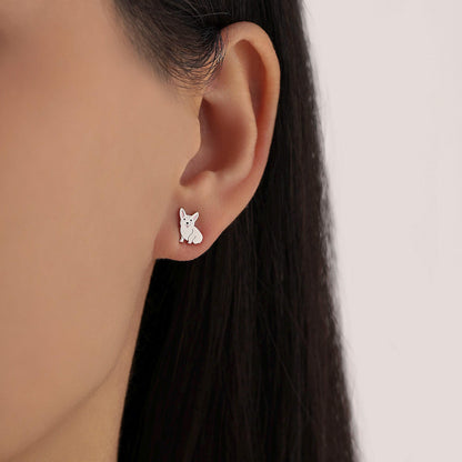 Corgi Dog Stud Earrings in Sterling Silver, Puppy Earrings, Nature Inspired Animal Earrings, Pet, Terrier