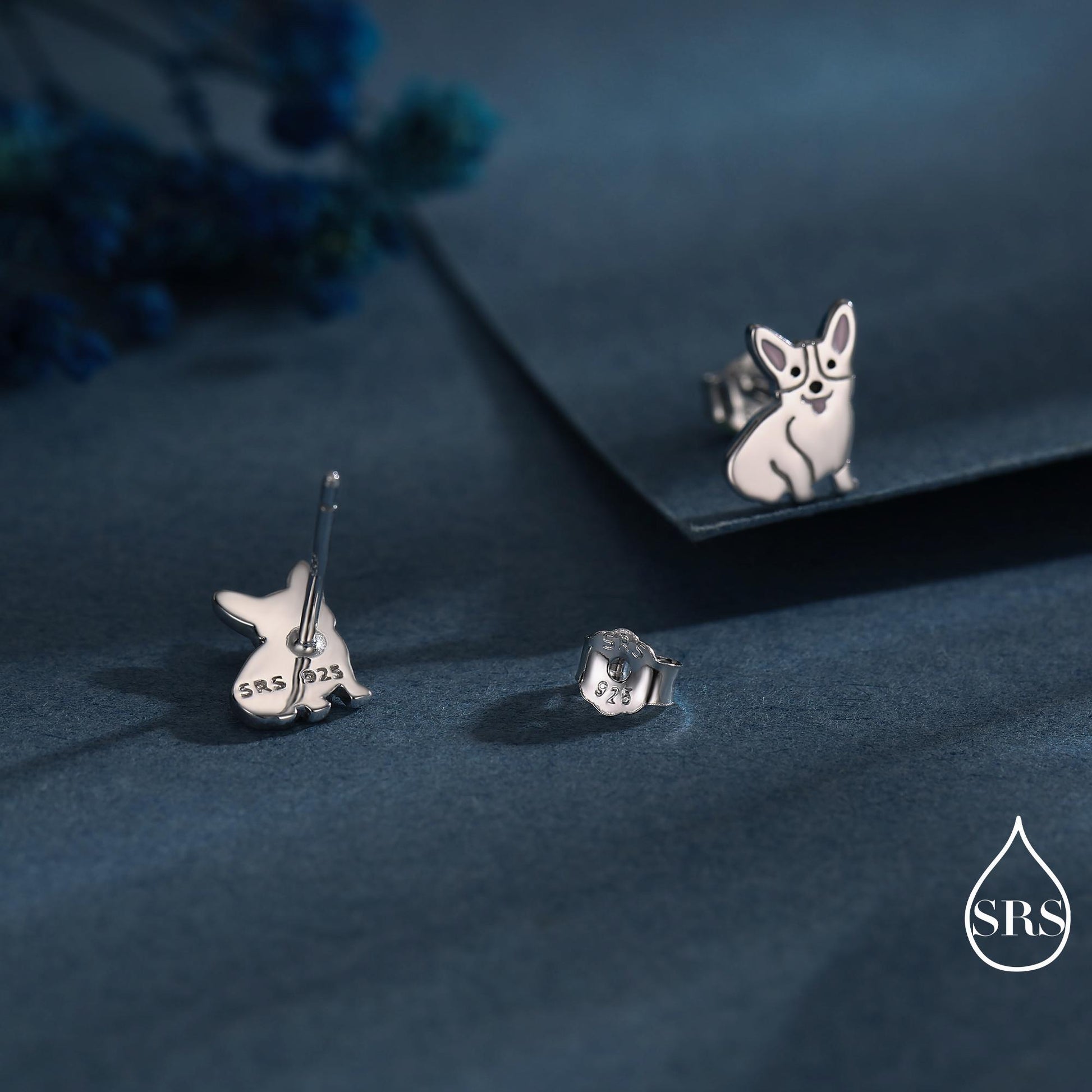 Corgi Dog Stud Earrings in Sterling Silver, Puppy Earrings, Nature Inspired Animal Earrings, Pet, Terrier