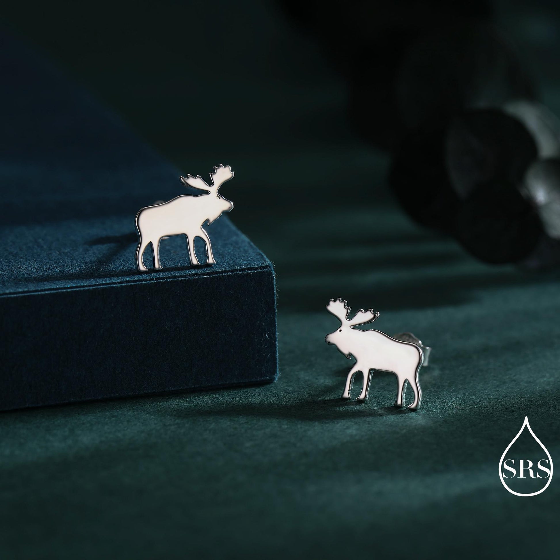 Moose Stud Earrings in Sterling Silver, Moose Deer Earrings, Animal Earrings, Nature Inspired
