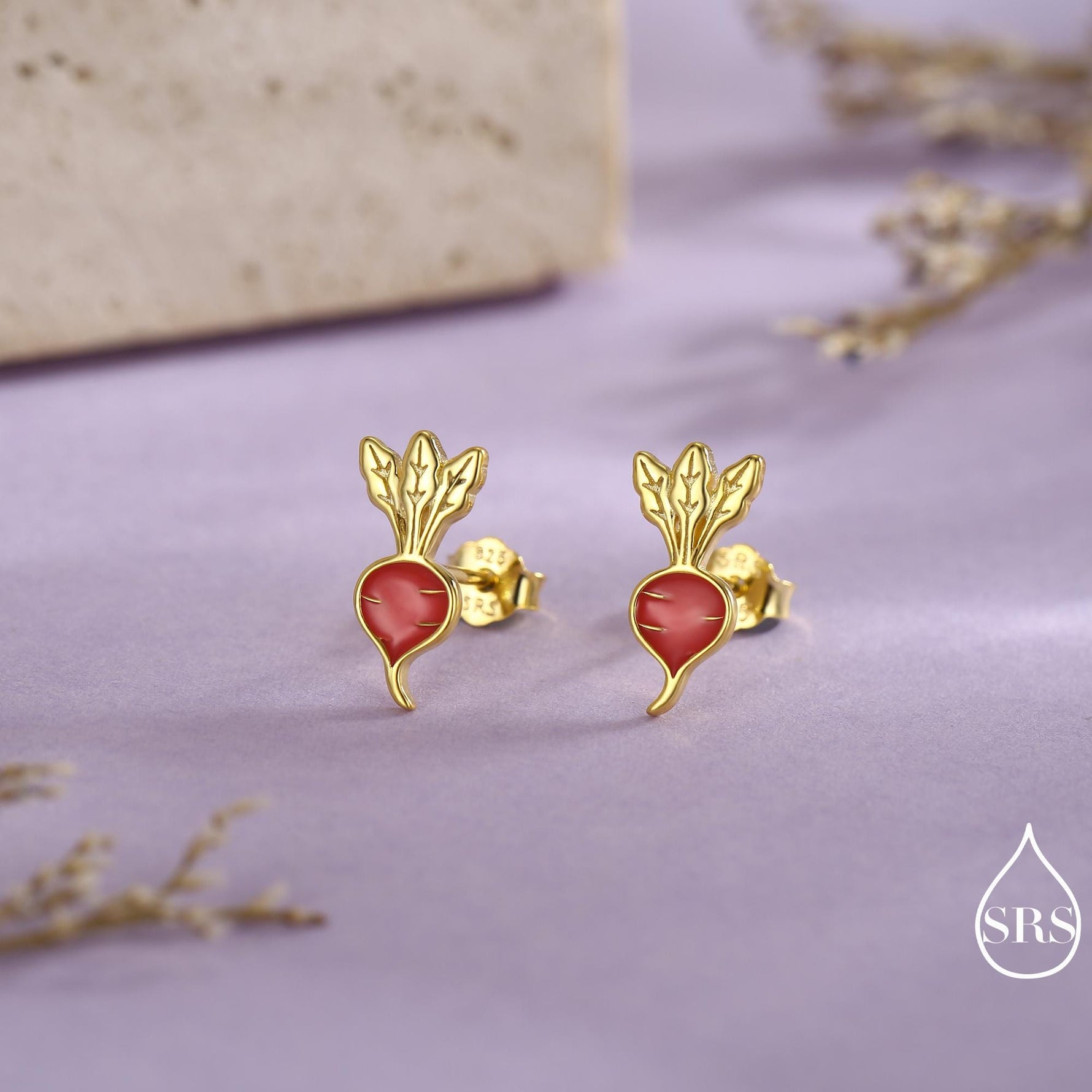 Enamel Radish Stud Earrings