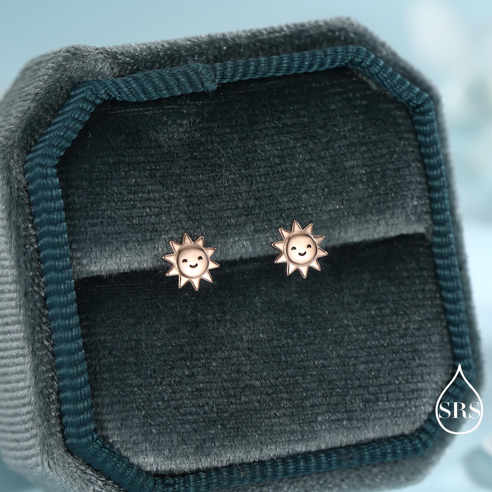 Tiny Sun Stud Earrings in Sterling Silver, Silver Gold or Rose Gold Finish, Sun Earrings, Celestial Earrings