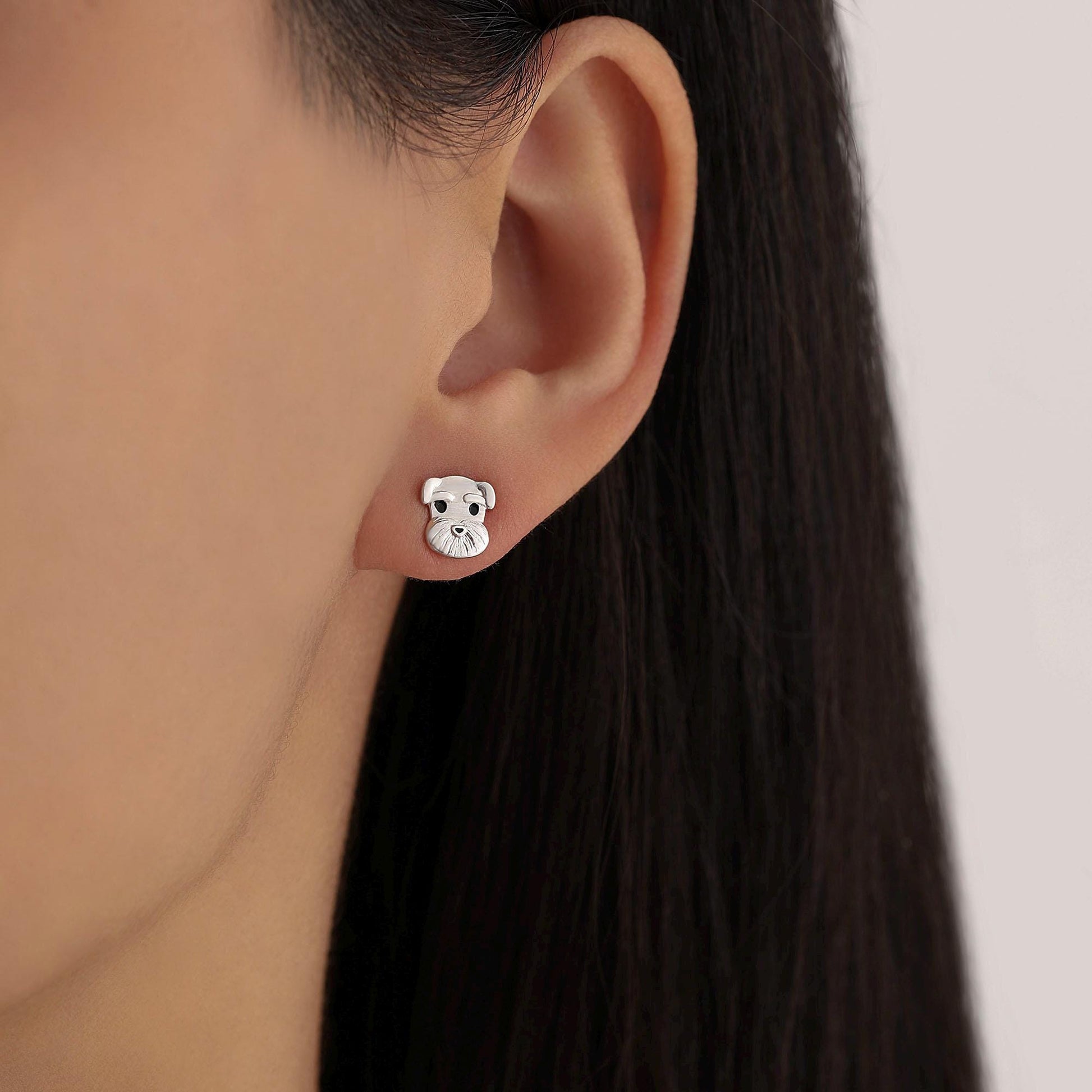 Schnauzer Dog Stud Earrings in Sterling Silver, Dog Earrings, Animal Earrings, Pet Lover