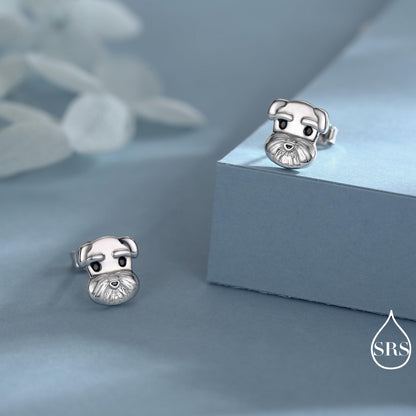Schnauzer Dog Stud Earrings in Sterling Silver, Dog Earrings, Animal Earrings, Pet Lover