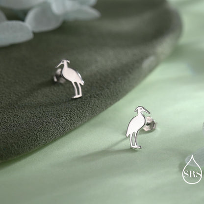Grey Heron Stud Earrings in Sterling Silver, Heron Earrings, Bird Earrings, Nature Lover, Nature Inspired Animal Earrings