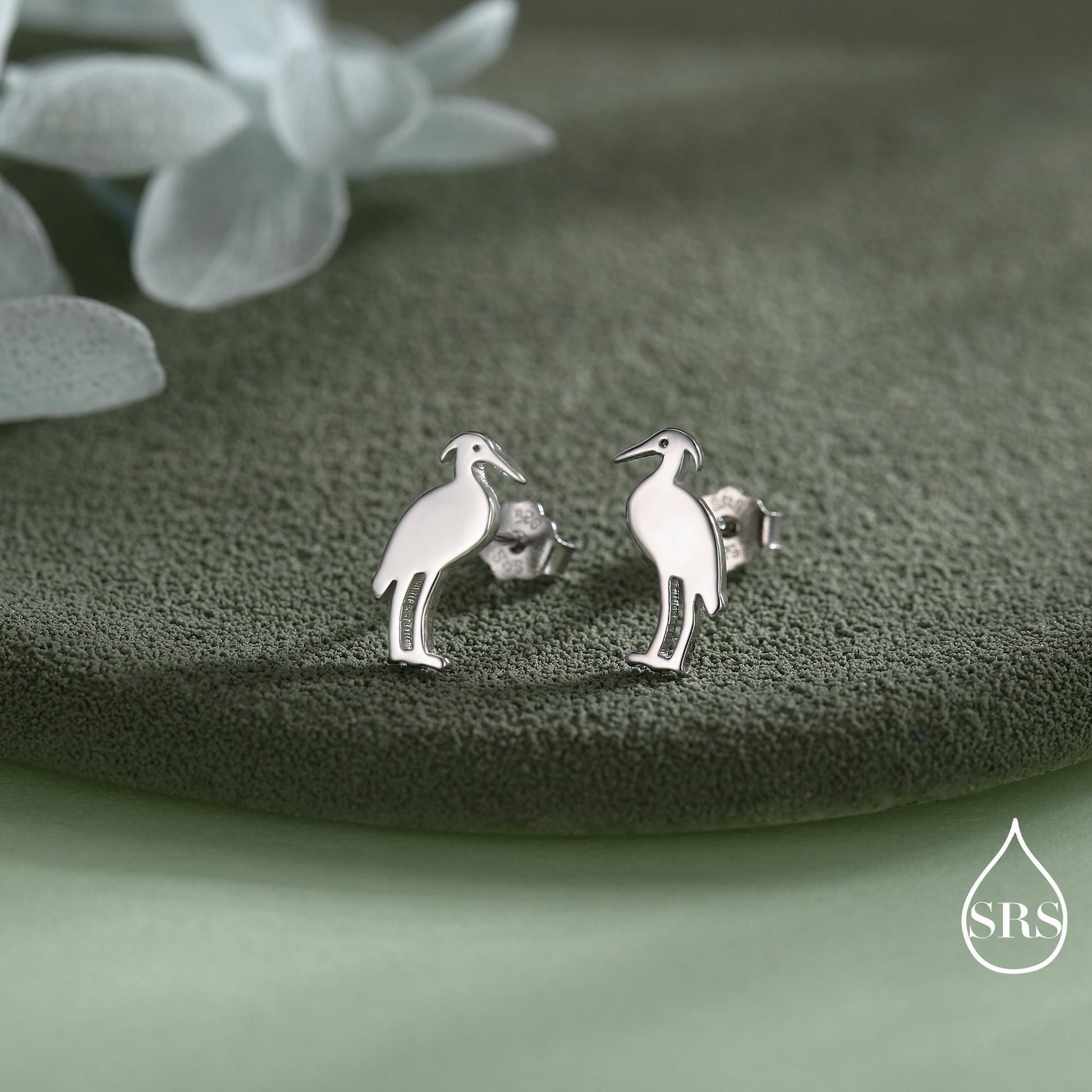 Grey Heron Stud Earrings in Sterling Silver, Heron Earrings, Bird Earrings, Nature Lover, Nature Inspired Animal Earrings