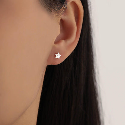 Tiny Mismatched Sun and Star Stud Earrings in Sterling Silver, Silver Gold or Rose Gold Finish, Sun Earrings, Celestial Earrings