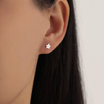 Sterling Silver Sun and Star 16G Flat Back Labret Earrings