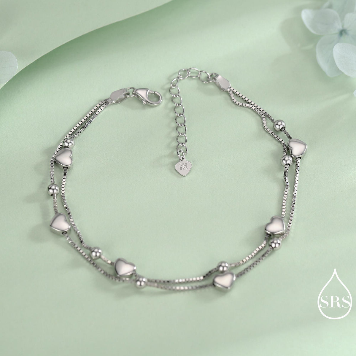 Double Layer Heart Bracelet with Cable Chain