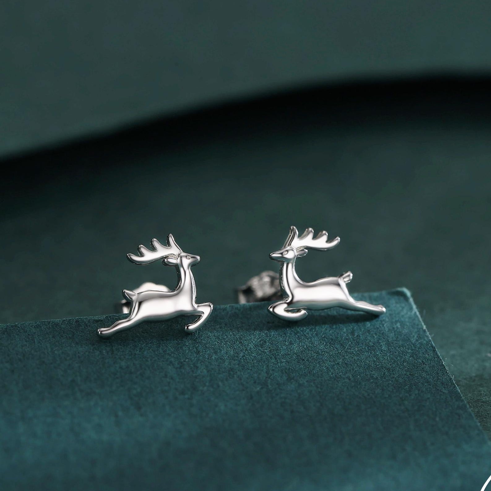 Running Reindeer Stud Earrings in Sterling Silver, Silver or Gold, Nature Inspired Animal Earrings