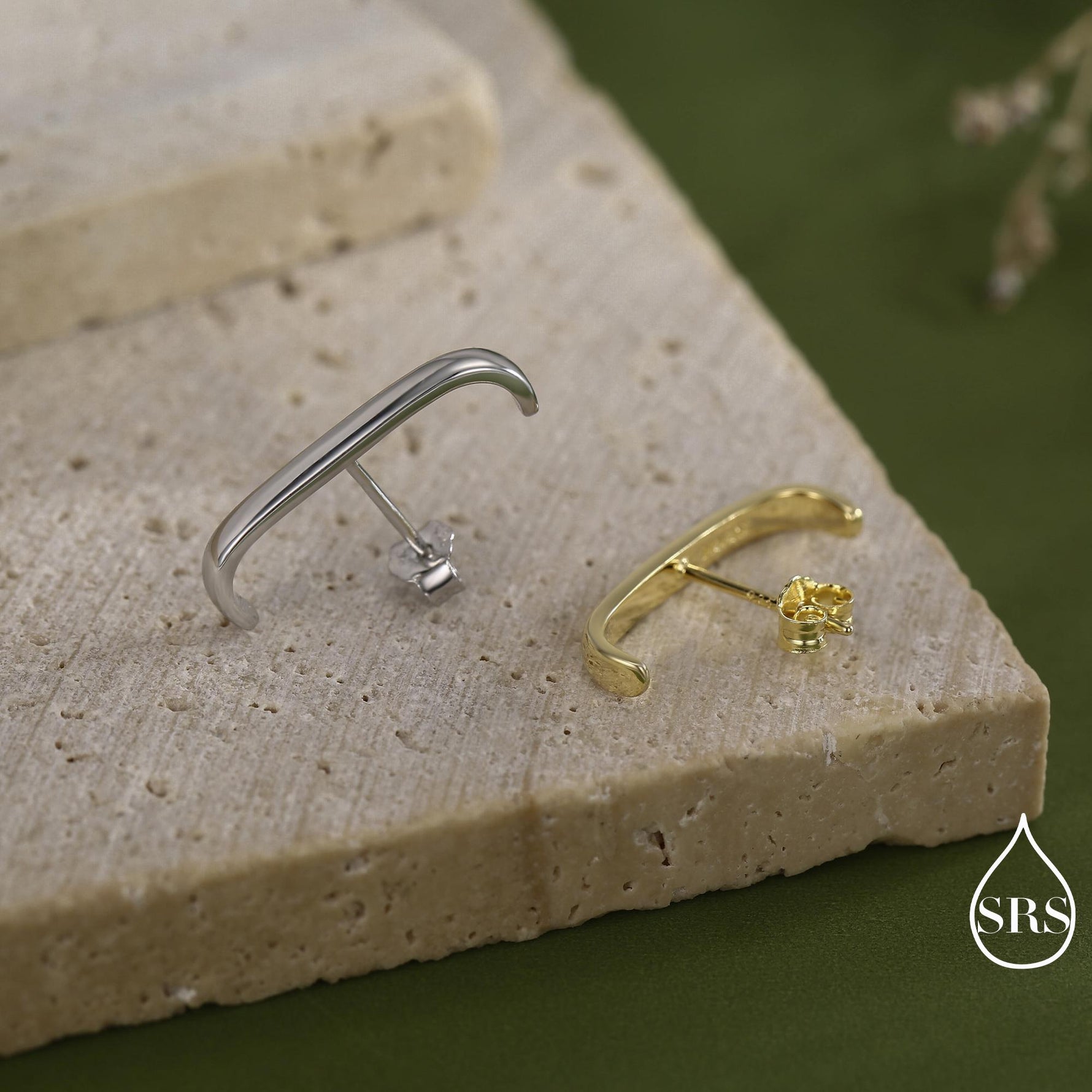 Minimalist Earlobe Cuff Earring in Sterling Silver, Simple Suspender Earring, Lobe Cuff, Silver or Gold