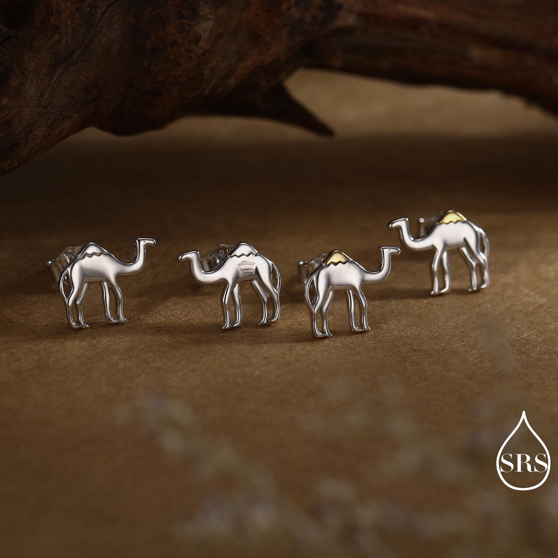 Dainty Camel Stud Earrings in Sterling Silver - Camel Earrings, Natural Inspired Animal Earrings