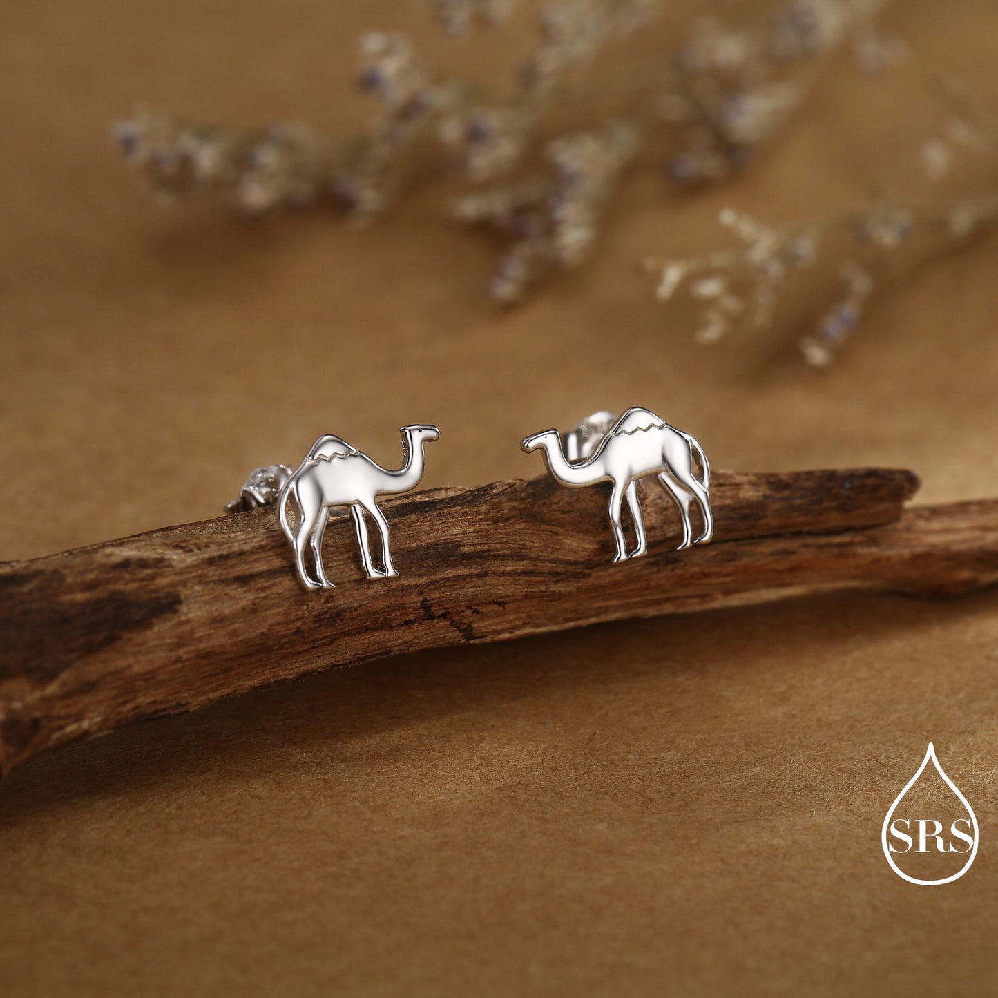 Dainty Camel Stud Earrings in Sterling Silver - Camel Earrings, Natural Inspired Animal Earrings