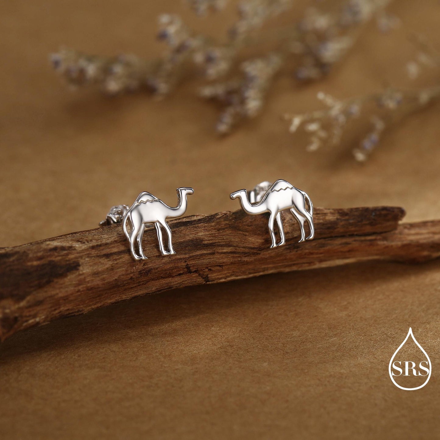 Dainty Camel Stud Earrings in Sterling Silver - Camel Earrings, Natural Inspired Animal Earrings